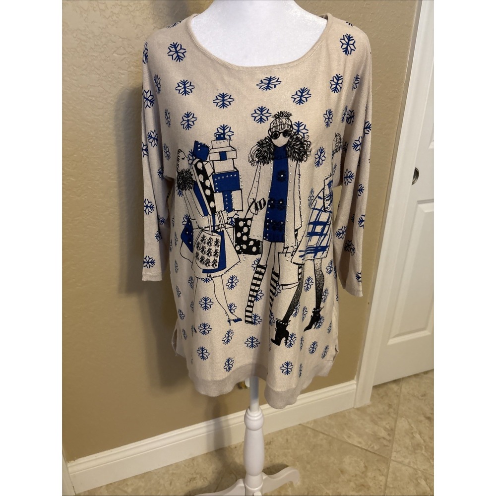 Mesh & Lace Womens Lightweight Festive Sweater, XL, Holiday Flair